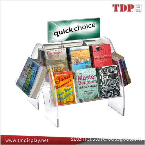 Manufacturer Acrylic Counter-top Book Display Rack with Two Pockets